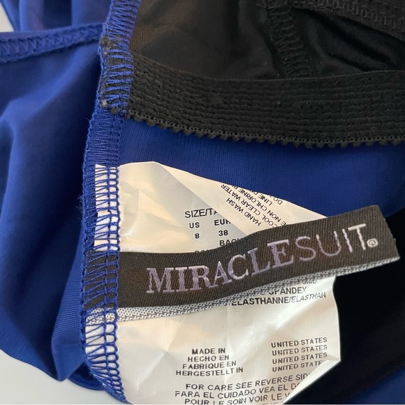 New! Miraclesuit Rock Solid Blue Wrapsody One Piece Swimsuit 20510 - Picture 9 of 13